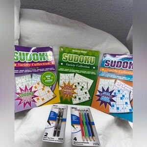 Large Print Sudoku Puzzle Book Bundle w/ Pens & Pencils – Gift Set